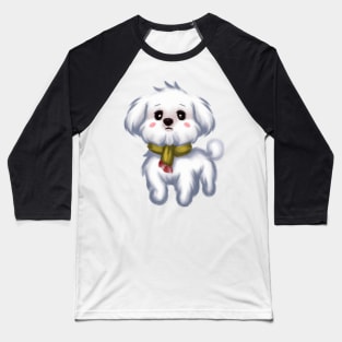 Cute Maltese Dog Drawing Baseball T-Shirt